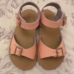 Shrimp & Grits Pink Kids Sandals with Adjustable Straps